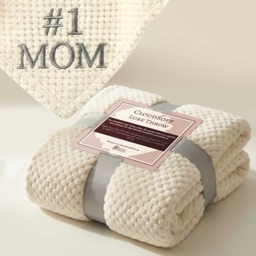 #1 Mom Cream Throw Blanket