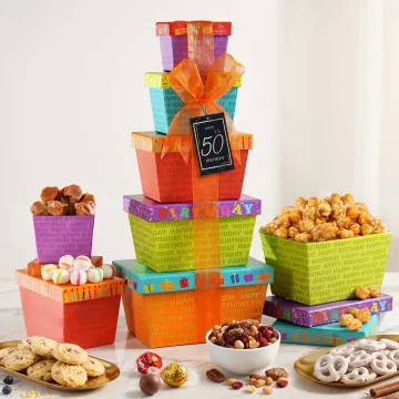 50th Happy Birthday Gift Tower