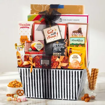 Get Well Deluxe Striped Gift Basket