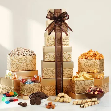 Glittering Gold Holiday Gift Tower