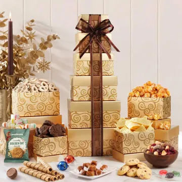 Glittering Gold Holiday Gift Tower
