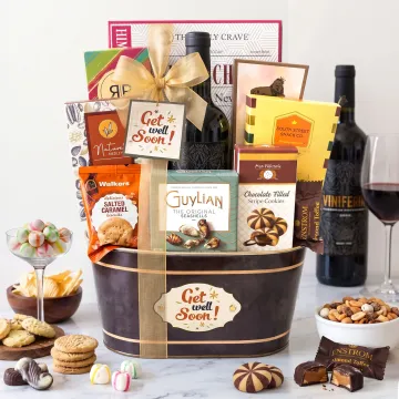 Gourmet Get Well Wine Gift Basket