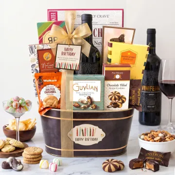Happy Birthday Gourmet Wine Gift Basket
