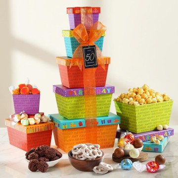 50th Happy Birthday Gift Tower