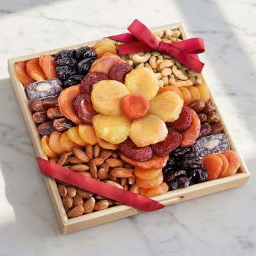 Floral Dried Fruit & Nut Gift Tray