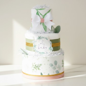 Floral Greenery Baby Diaper Cake