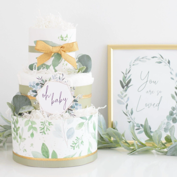Greenery Baby Diaper Cake