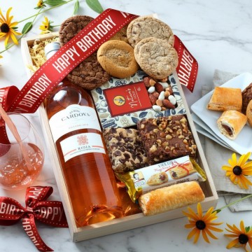 Happy Birthday Rose Wine Gift Tray