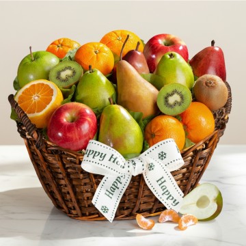 Happy Holidays Fresh Fruit Basket
