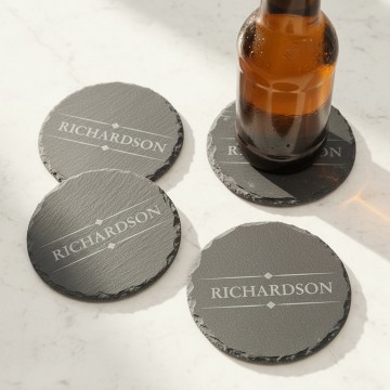 Personalized Name Slate Coaster Set