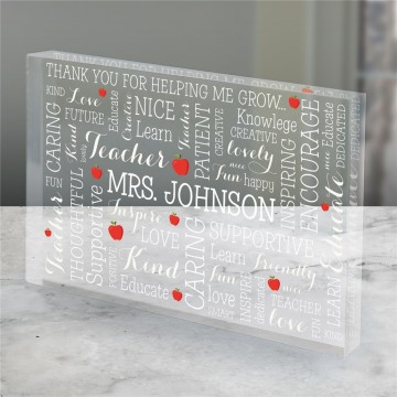 Personalized Teacher Word Art Acrylic Block