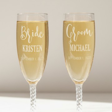 Personalized Wedding Champagne Flute Set