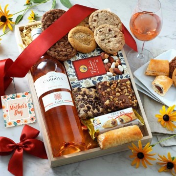 Rose Wine Gift Tray for Mothers Day