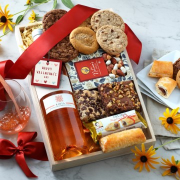 Valentines Day Wine & Snacks Gift Tray