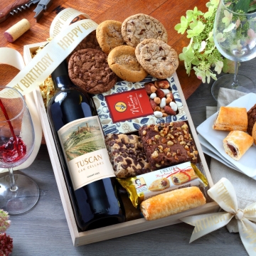 Bakery & Red Wine Birthday Gift Tray