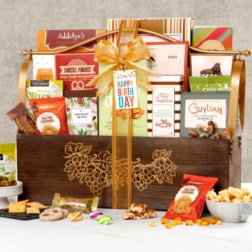 Happy Birthday Wooden Gift Basket