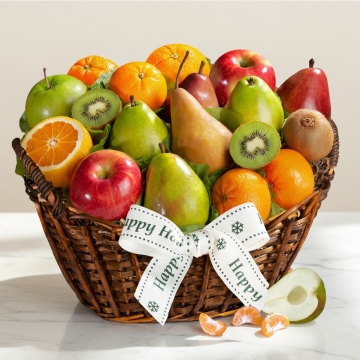 Happy Holidays Fresh Fruit Basket