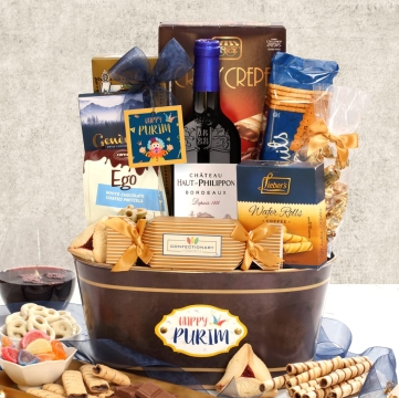 Midnight Blues Purim Wine Basket
