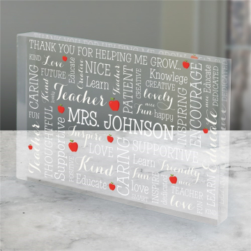 Personalized Teacher Word Art Acrylic Block