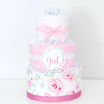 Baby Girl Rose Diaper Cake