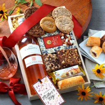 Rose Wine Gift Tray for Mothers Day