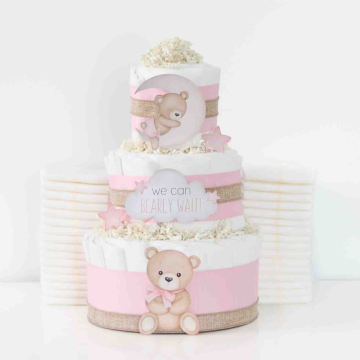 Teddy Bear Diaper Cake Pink Collection
