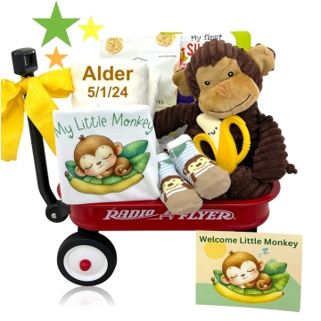 Welcome Little Monkey Baby Gift Wagon