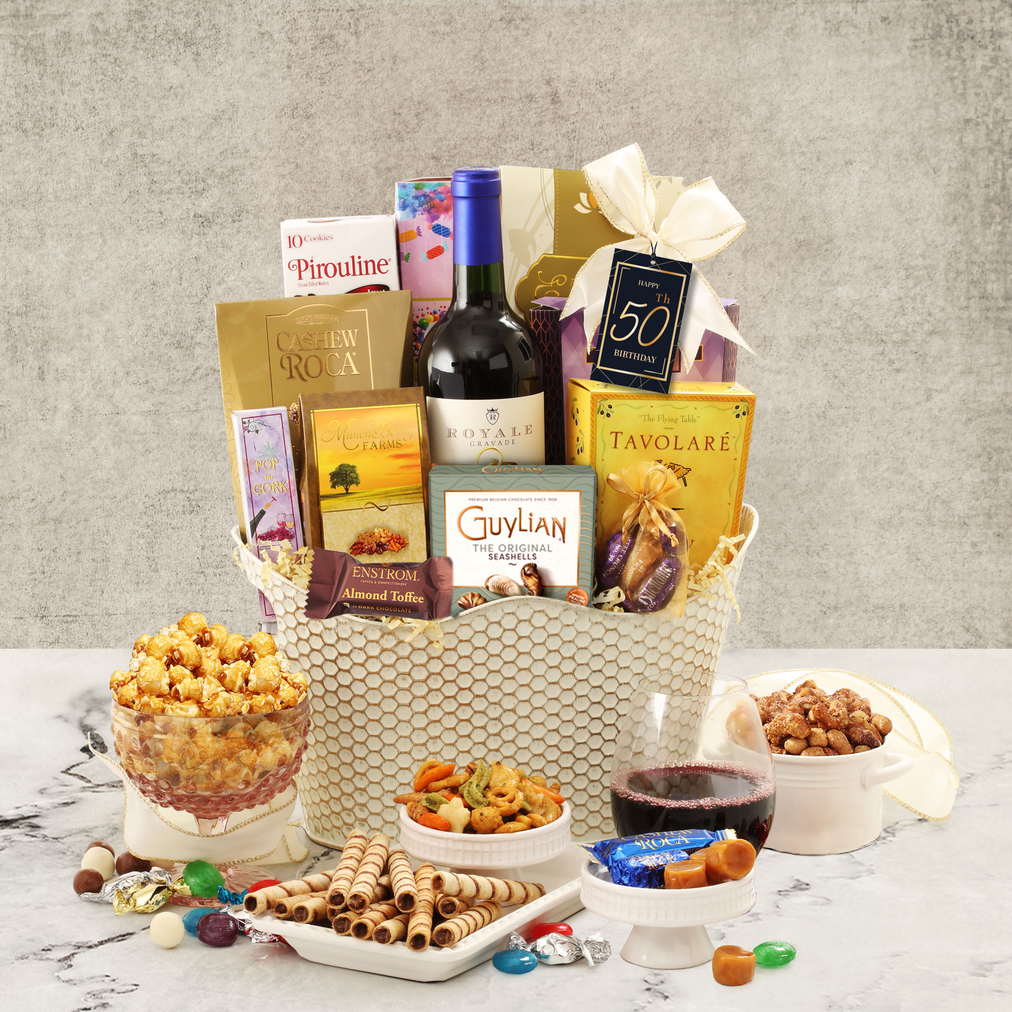 50th Birthday Wine Gift Basket