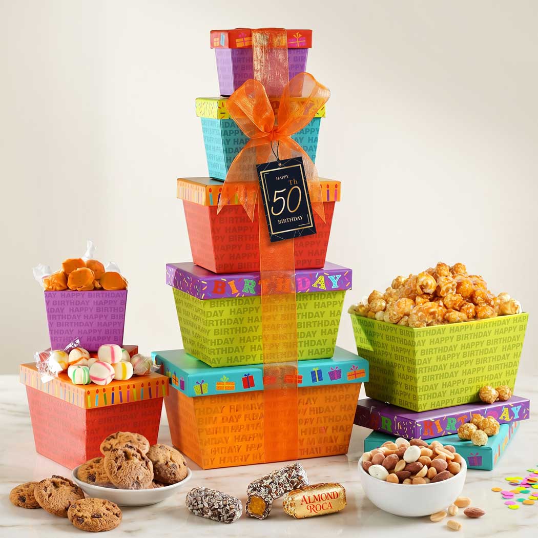50th Happy Birthday Gift Tower