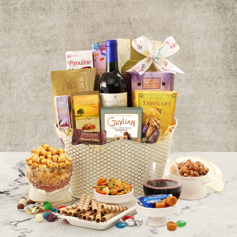 Blissful Birthday Wine Gift Basket