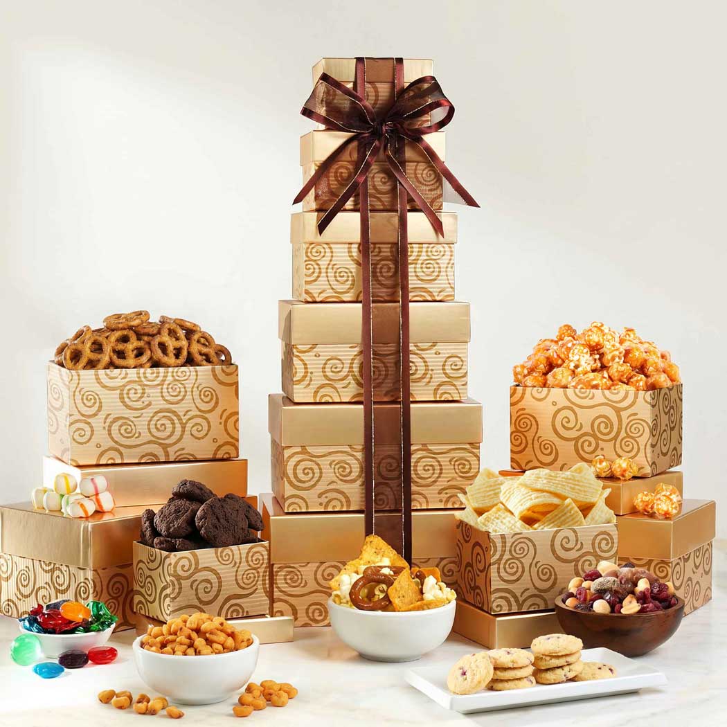 Gourmet Food Gift Boxes | Festive Gift Tower | Deluxe Sweets