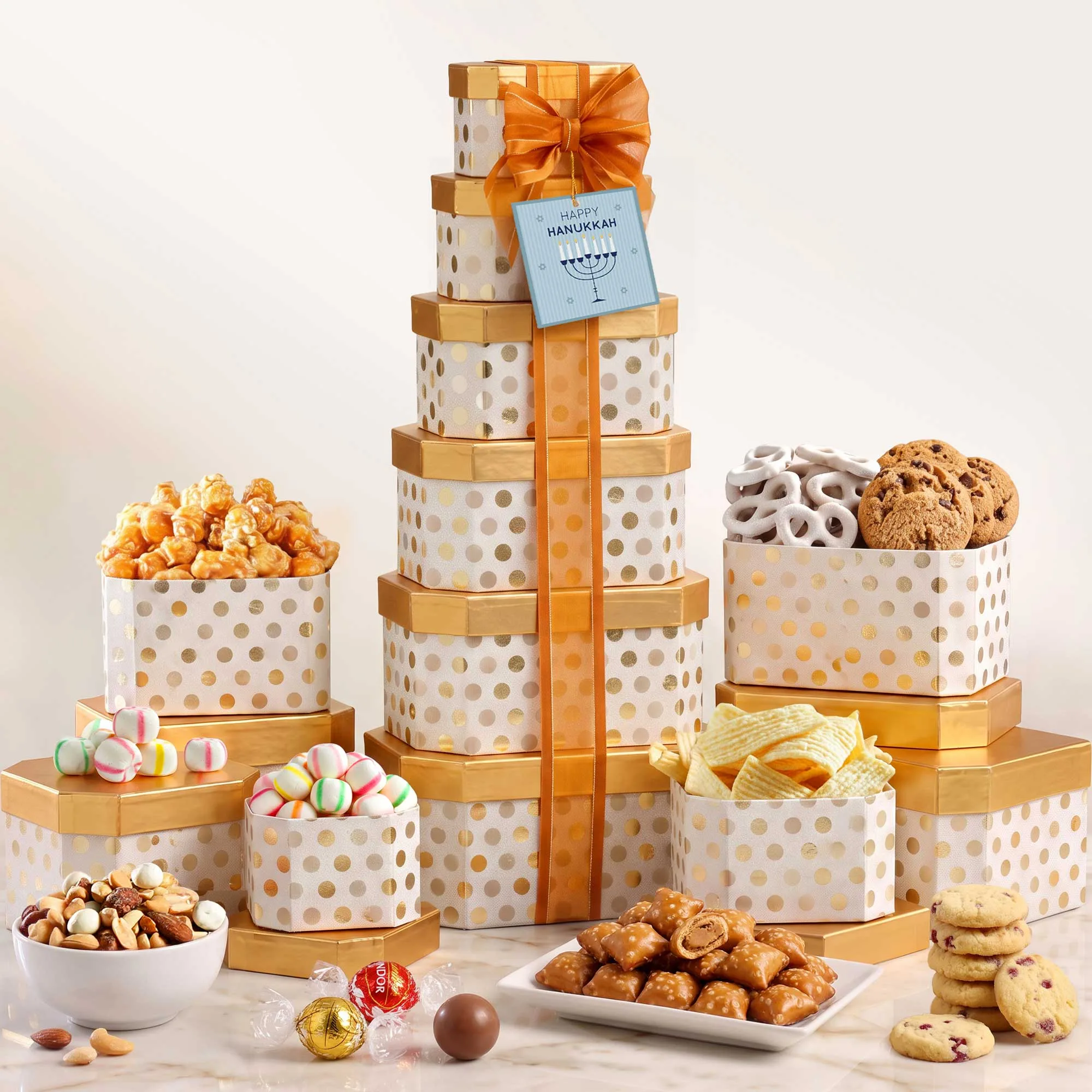 Festive Hanukkah Gift Tower