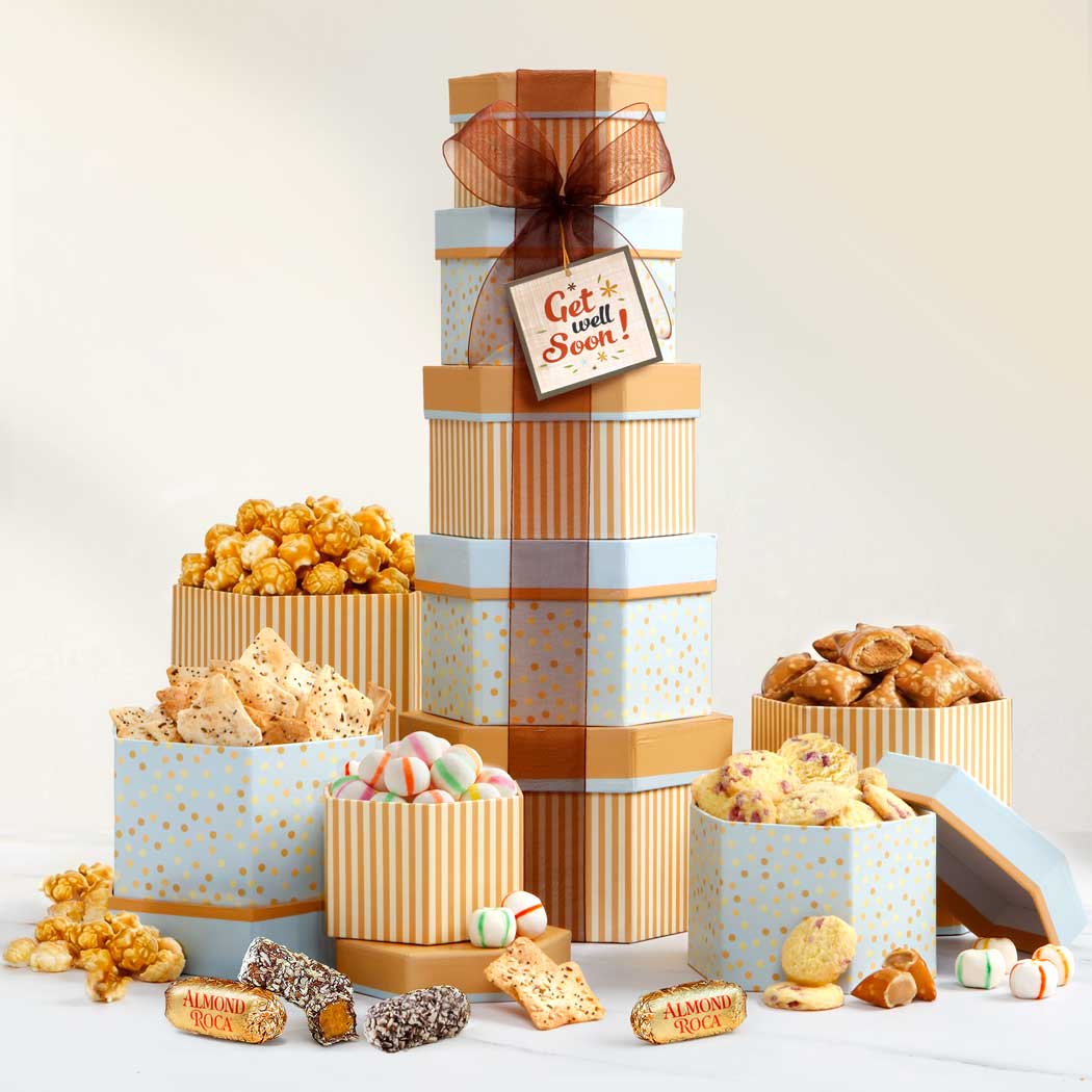 Get Well Pastel Bloom Gift Tower