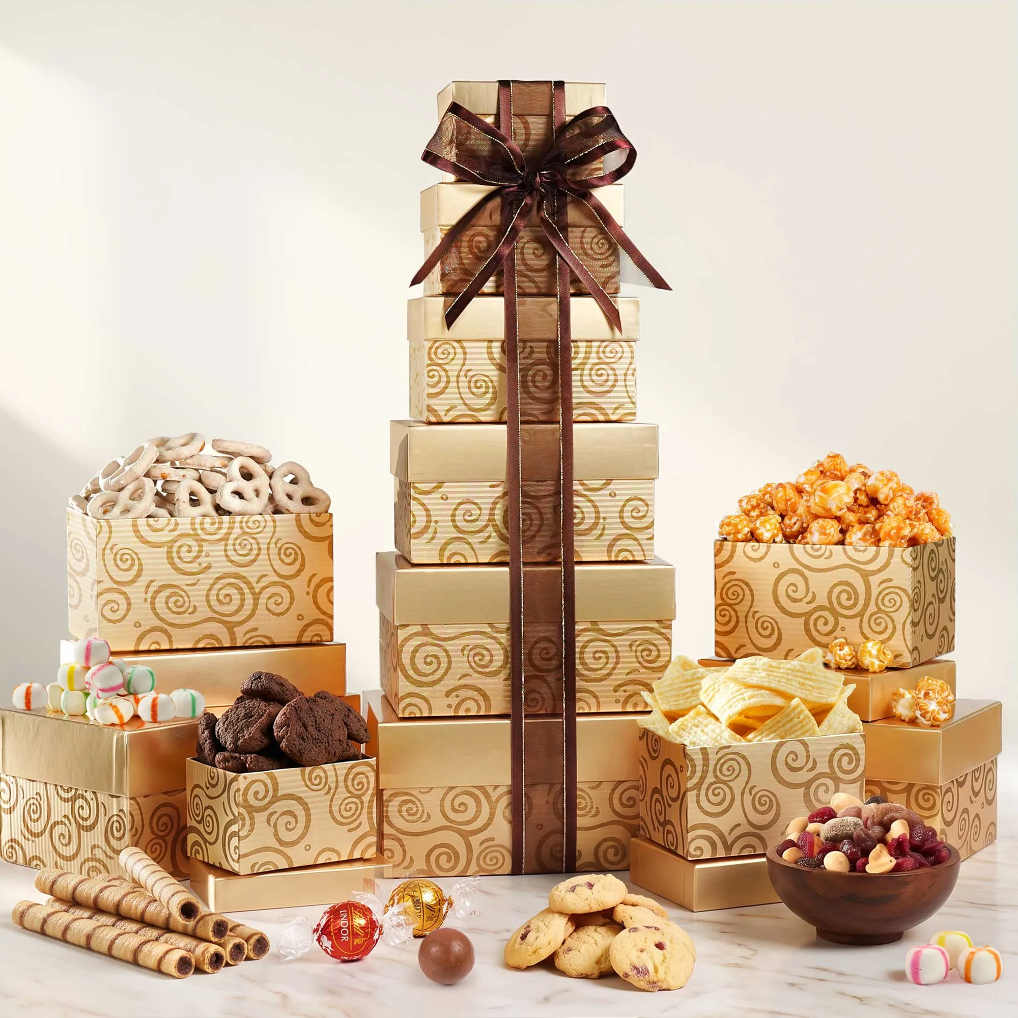Glittering Gold Holiday Gift Tower