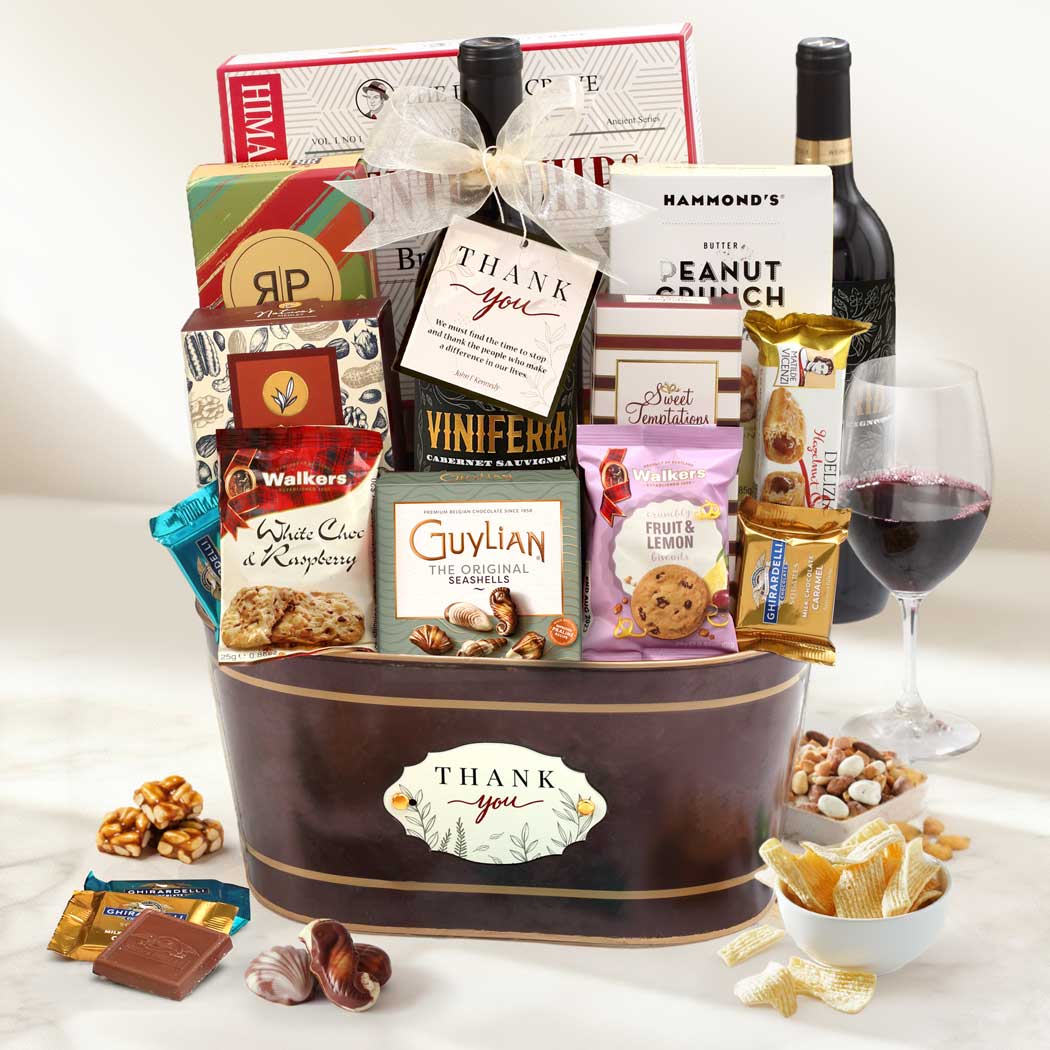 Gourmet Thank You Wine Gift Basket