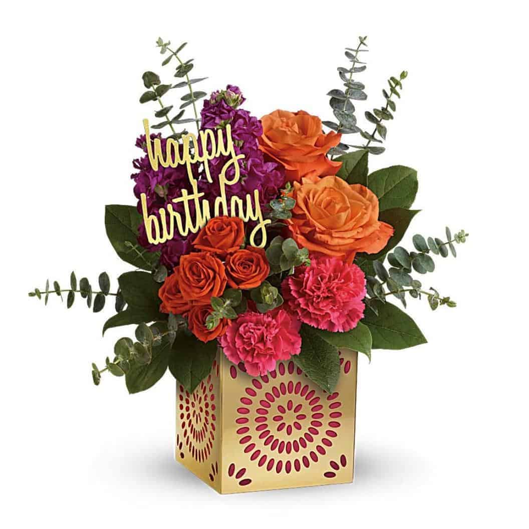 Rainbow Present Birthday Bouquet