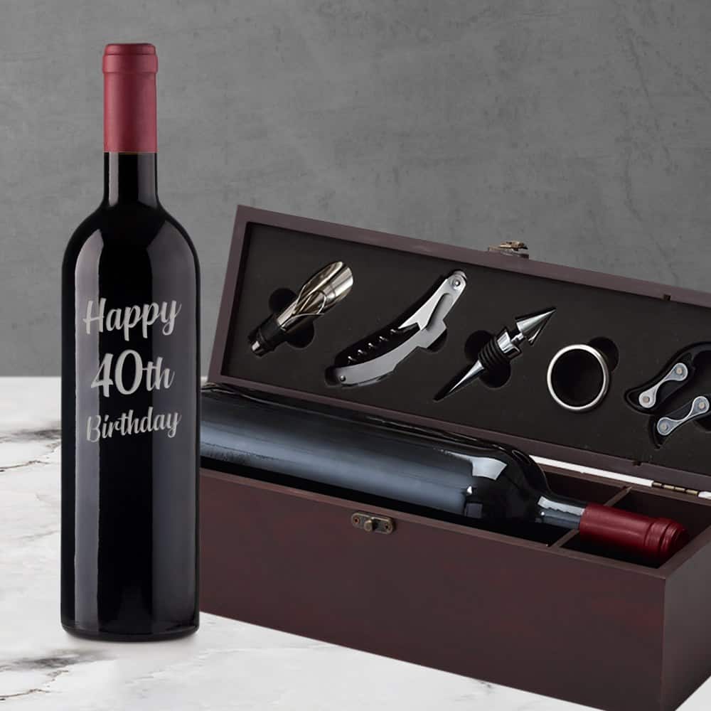 40th Birthday Engraved Wine Gift
