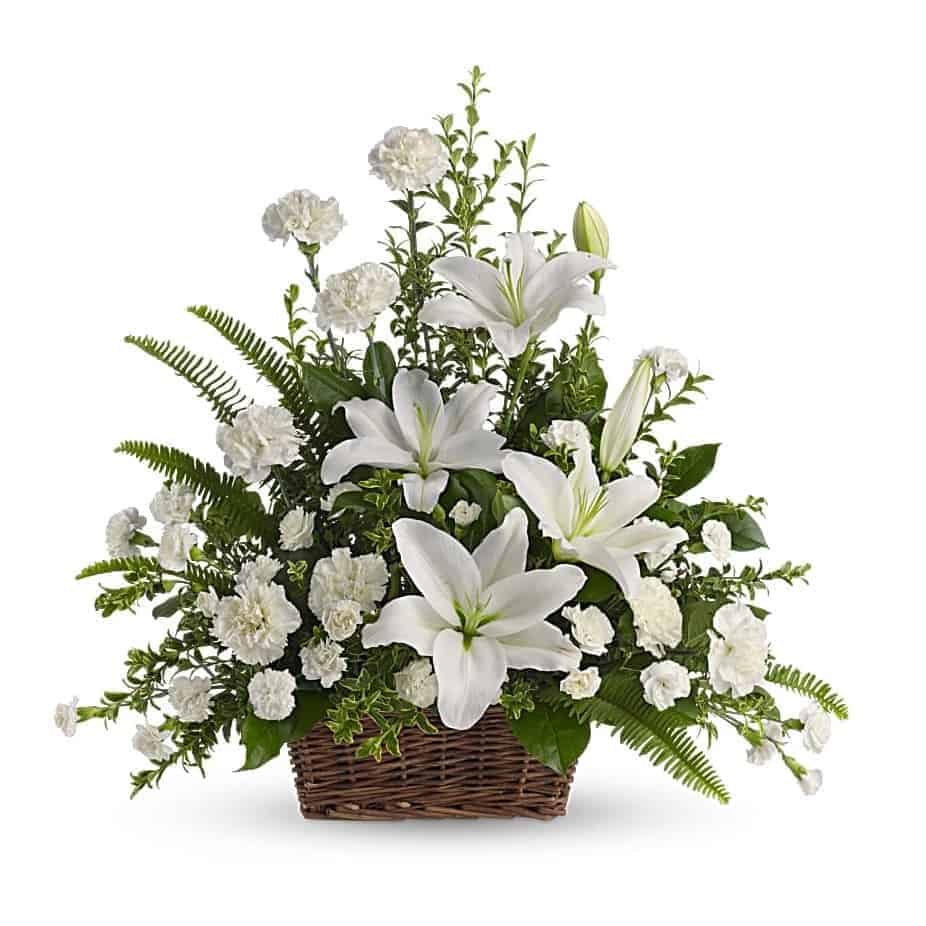 Peaceful White Lilies Basket