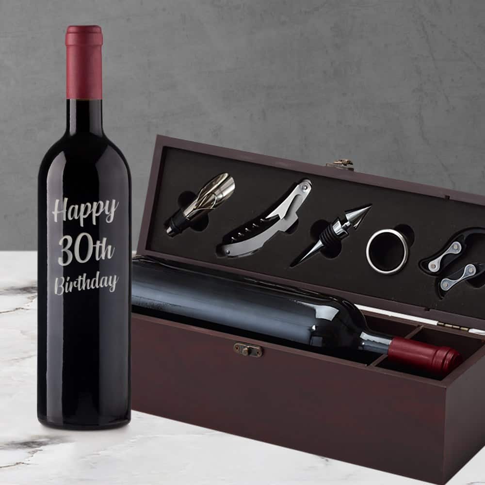 30th Birthday Engraved Wine Gift