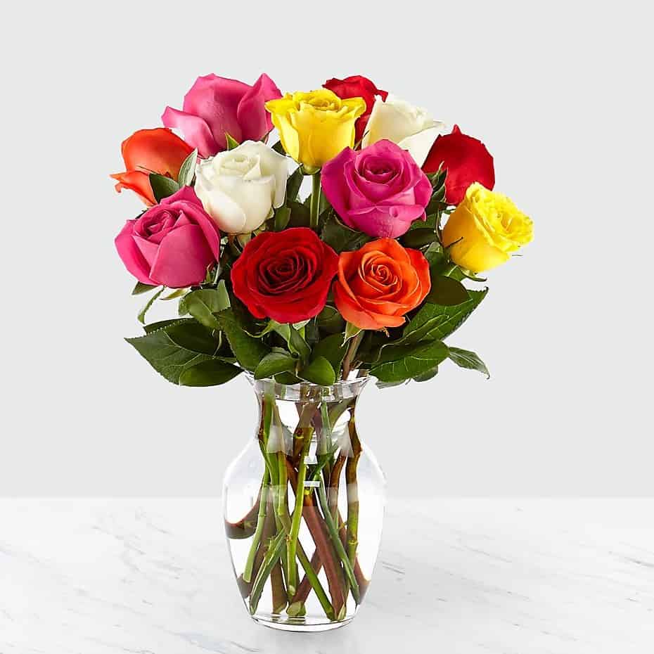 Simply Cheerful Mixed Rose Bouquet