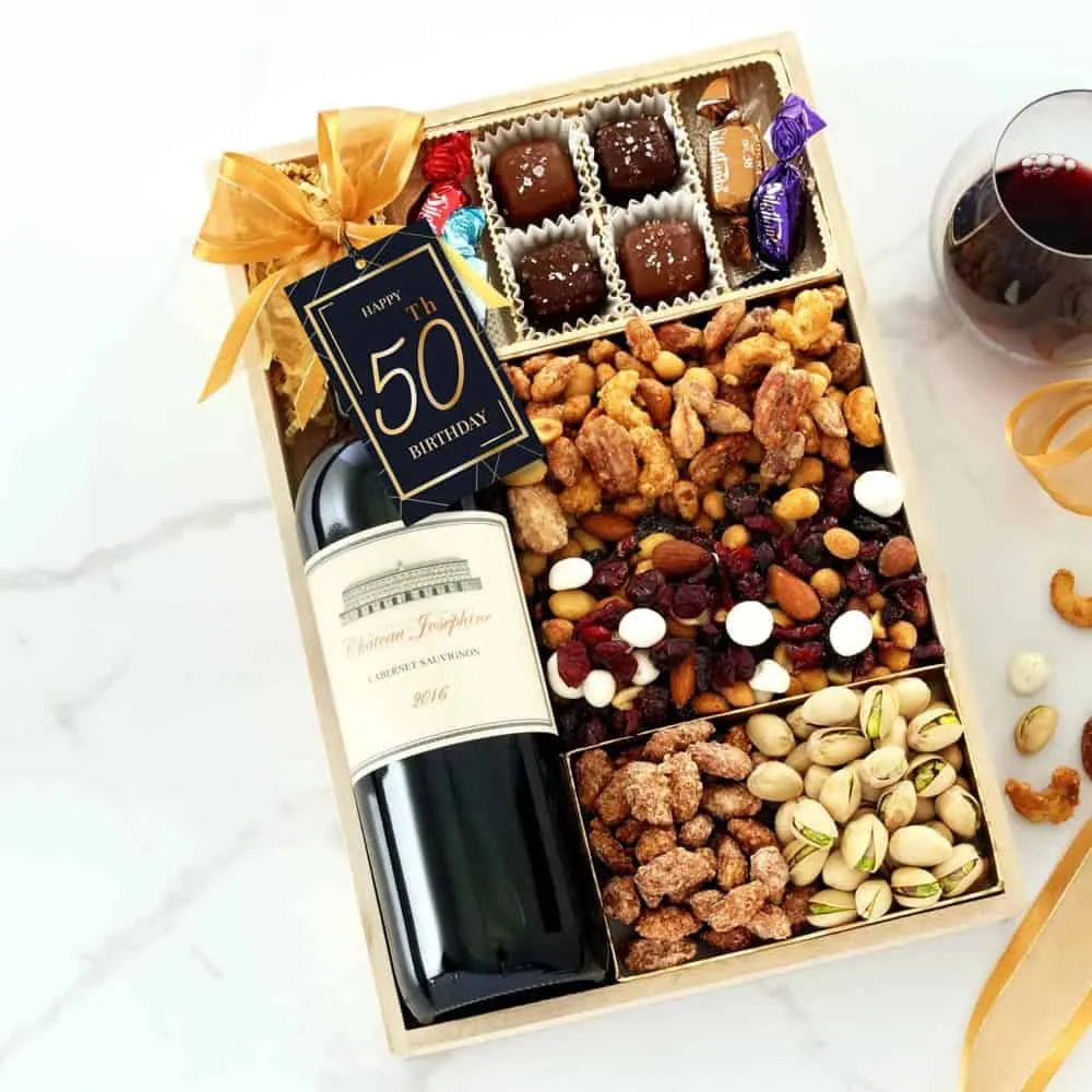 50th Birthday Wine Gift Tray