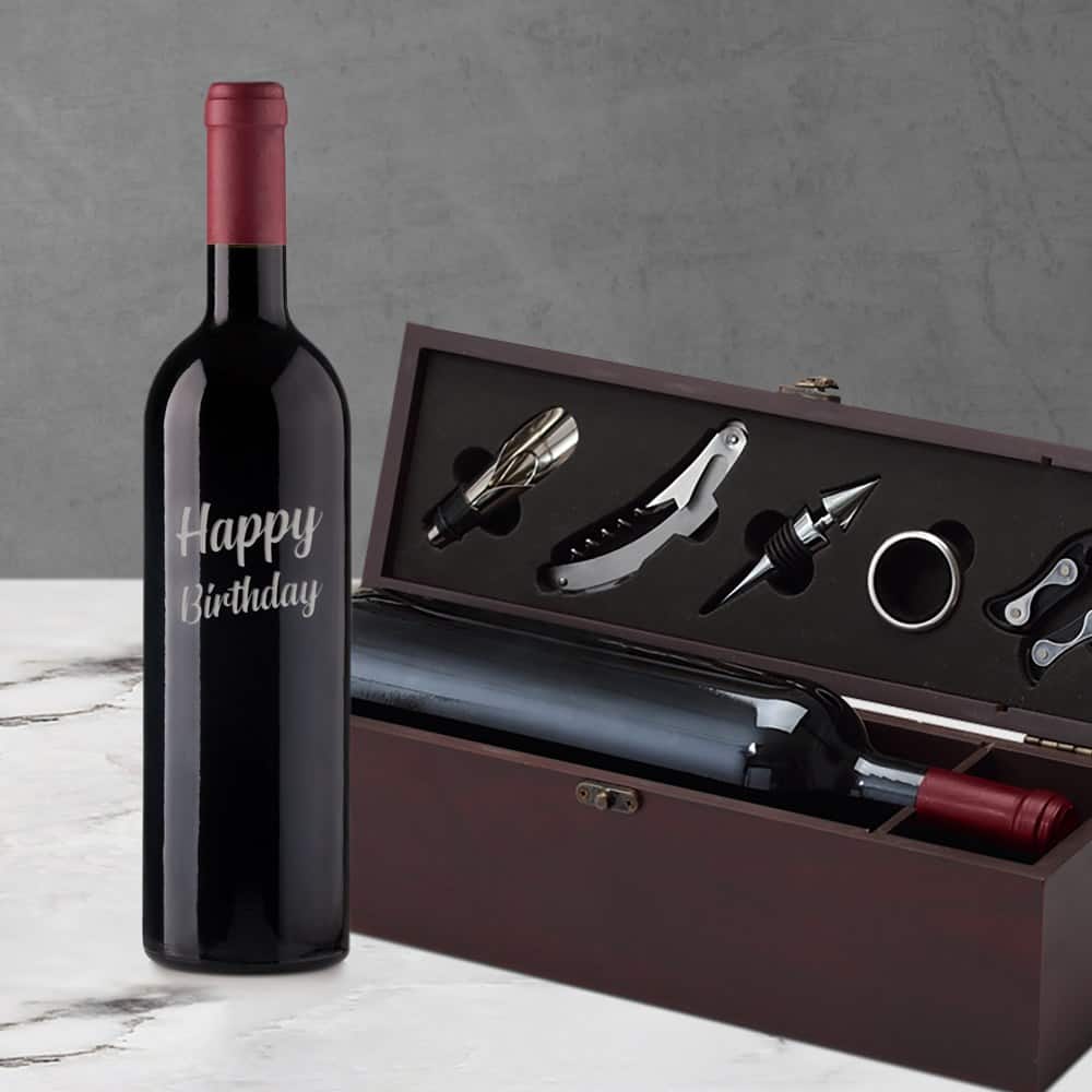 Happy Birthday Engraved Wine