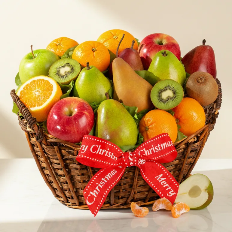 Merry Christmas Fresh Fruit Basket