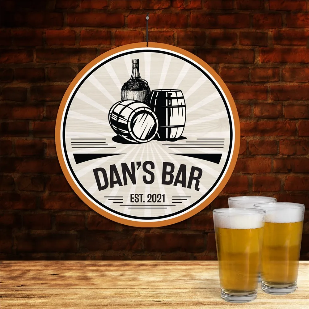 Personalized Bar Wall Hanger Circular Sign