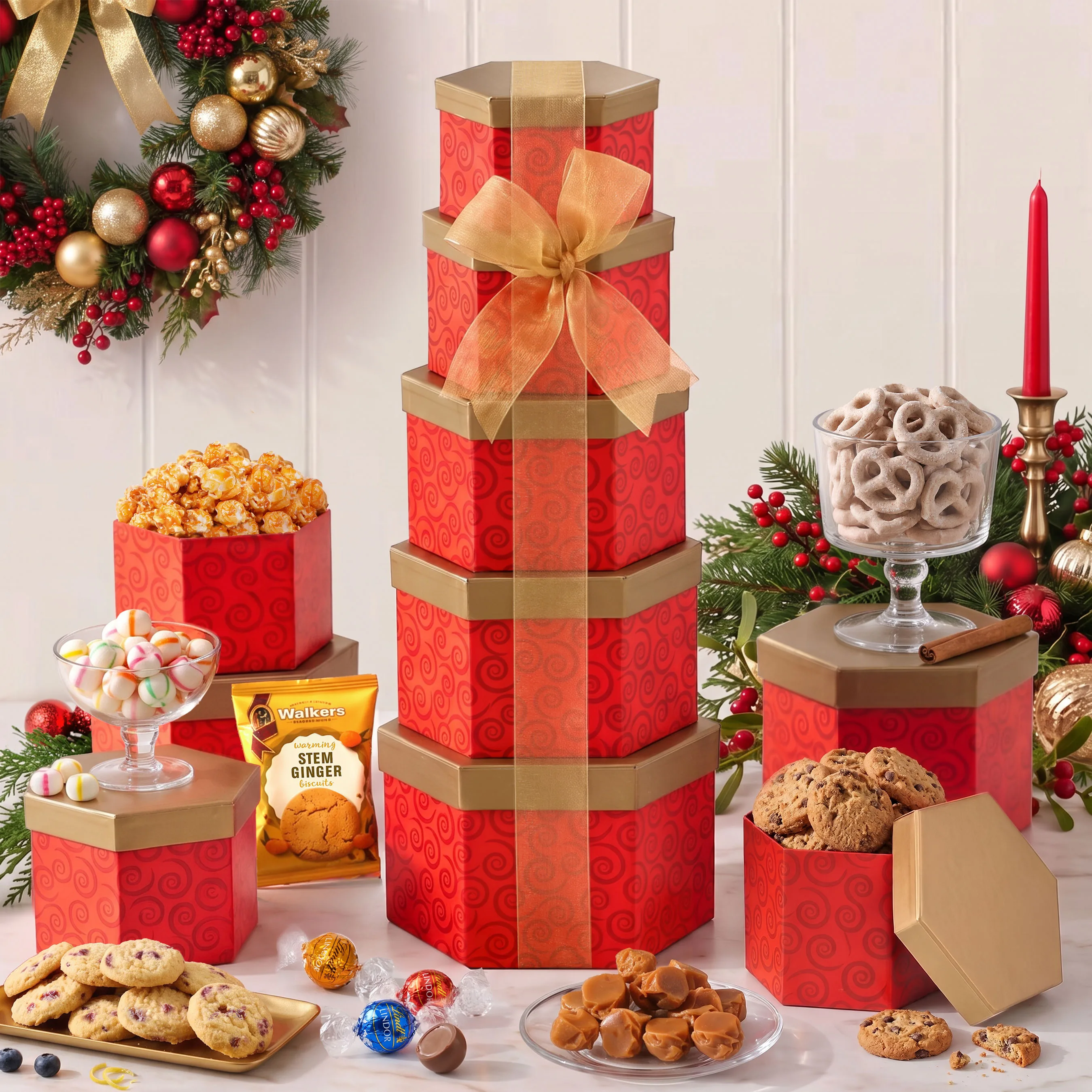 Ravishing in Red Holiday Gift Tower