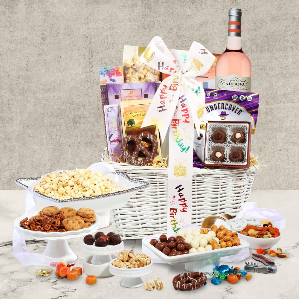 Rose Birthday Wine Basket