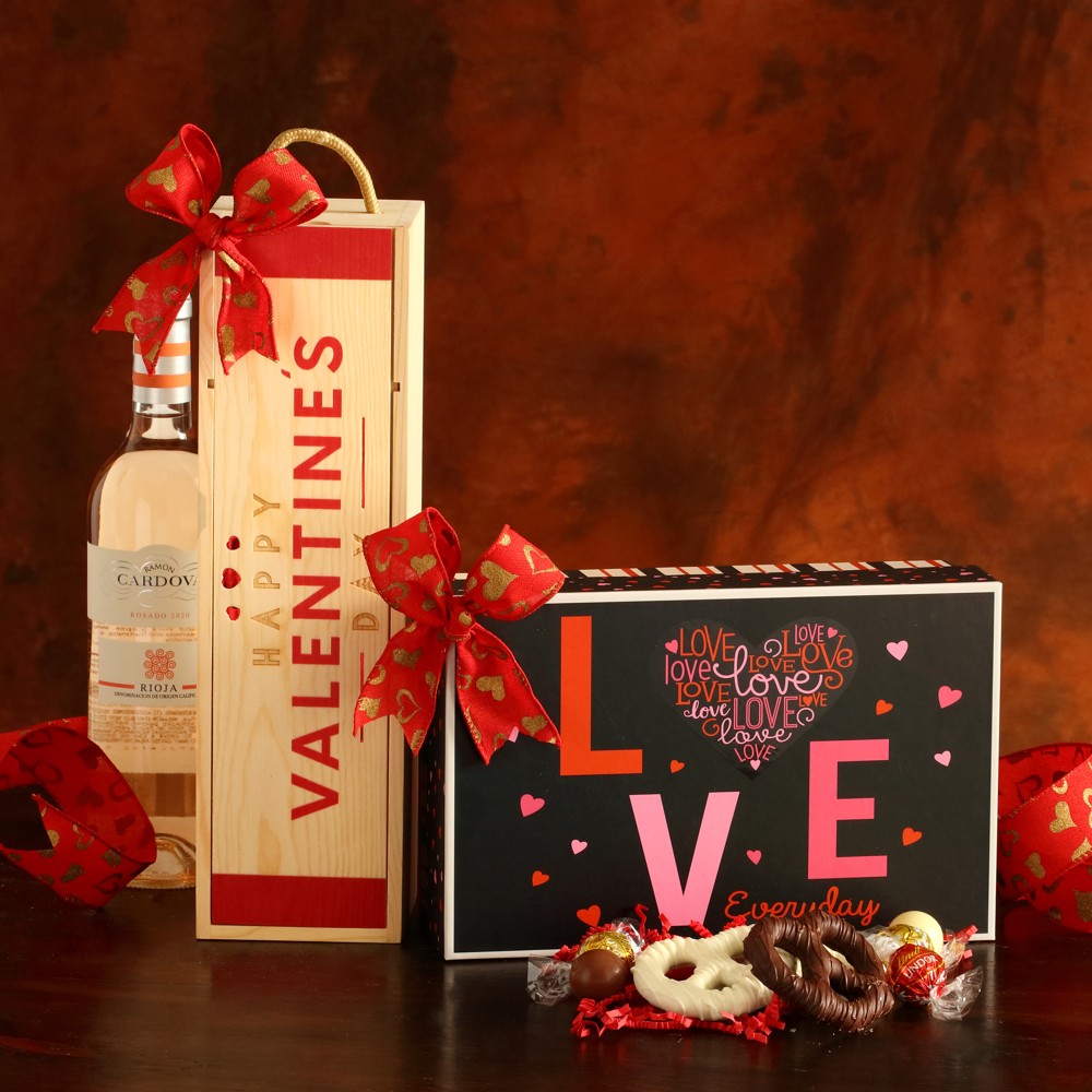 Valentines Day Chocolate & Wine Gift Set