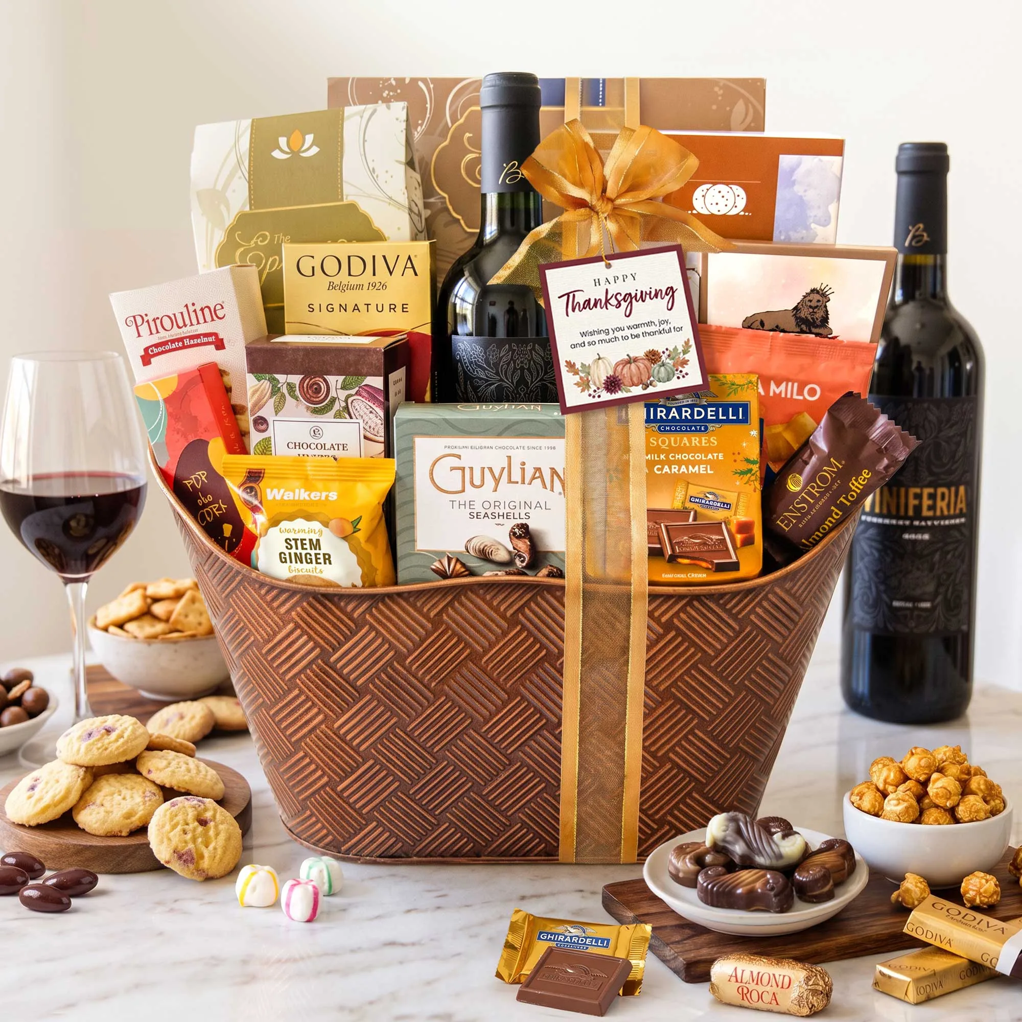 Thanksgiving Wishes Wine Basket