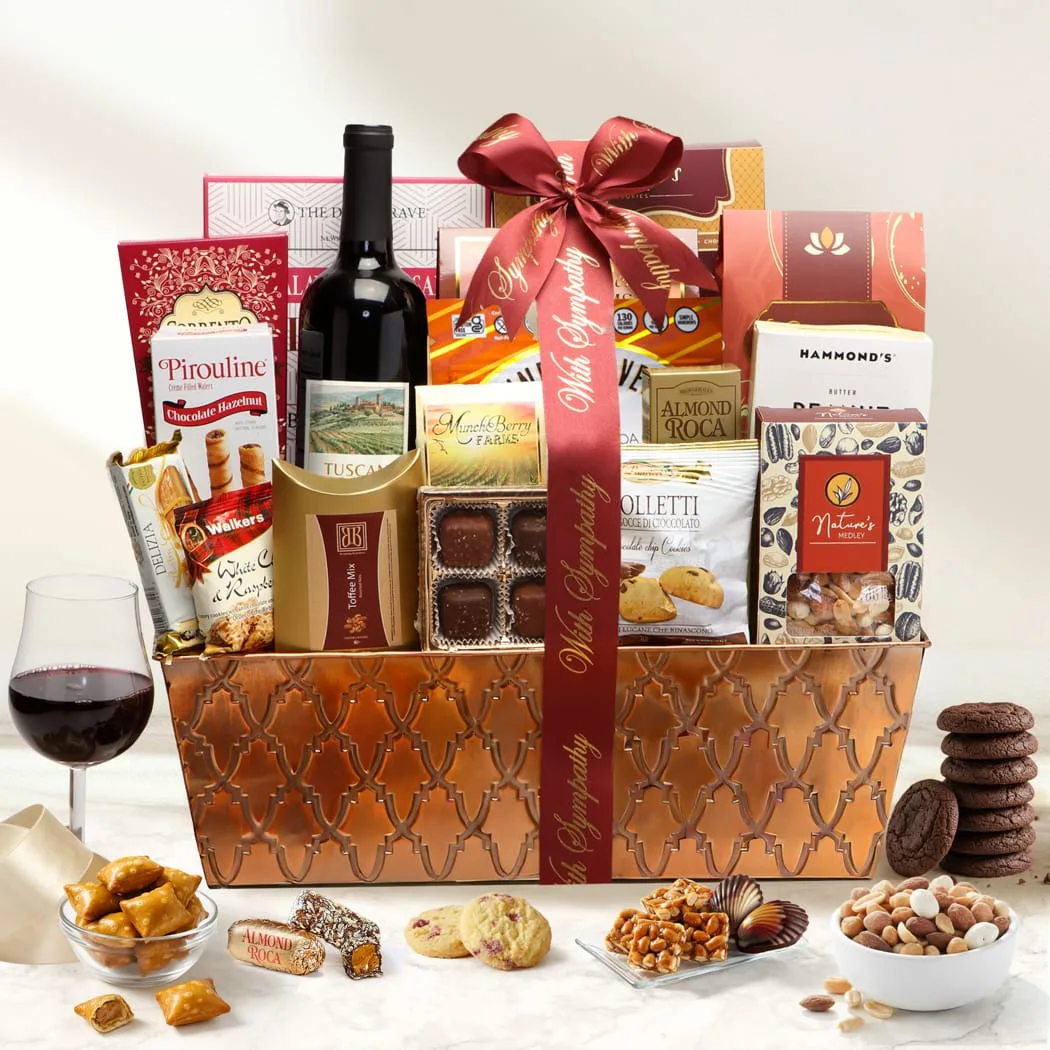 With Sympathy Deluxe Wine Gift Basket