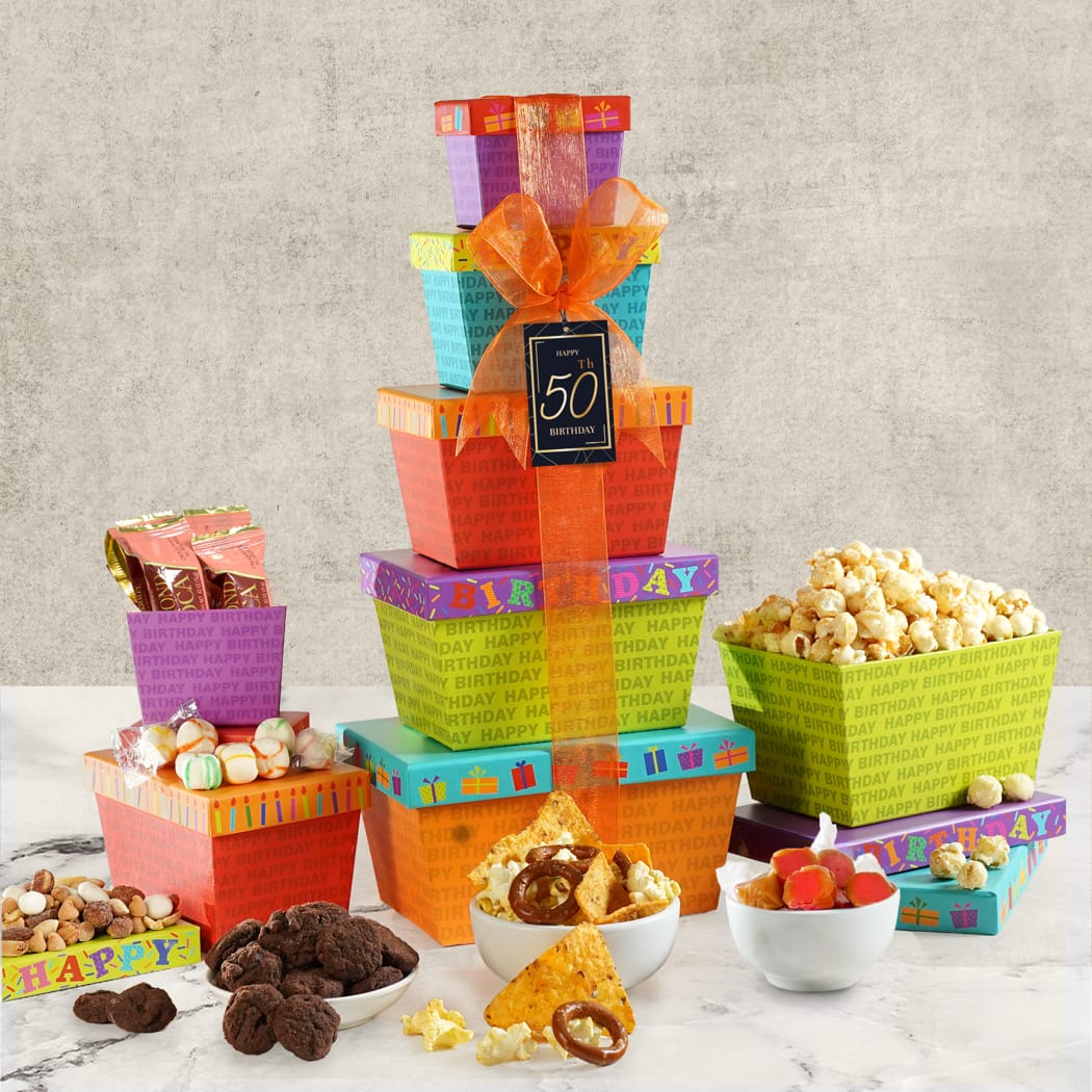 >50th Happy Birthday Gift Tower